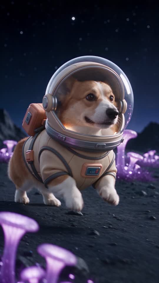 A fictional corgi astronaut in our studio concept preview